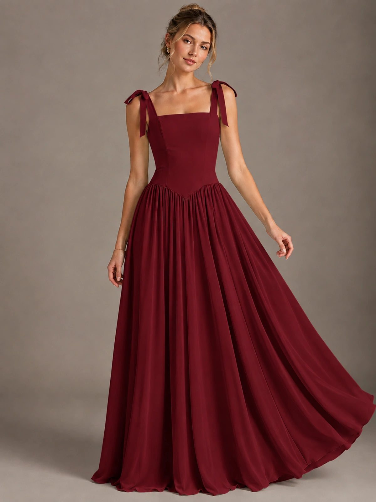 Square Neck A-Line Maxi Dress
