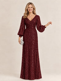 Sparkle Sequin Mother of The Bride Dresses with Long Sleeves
