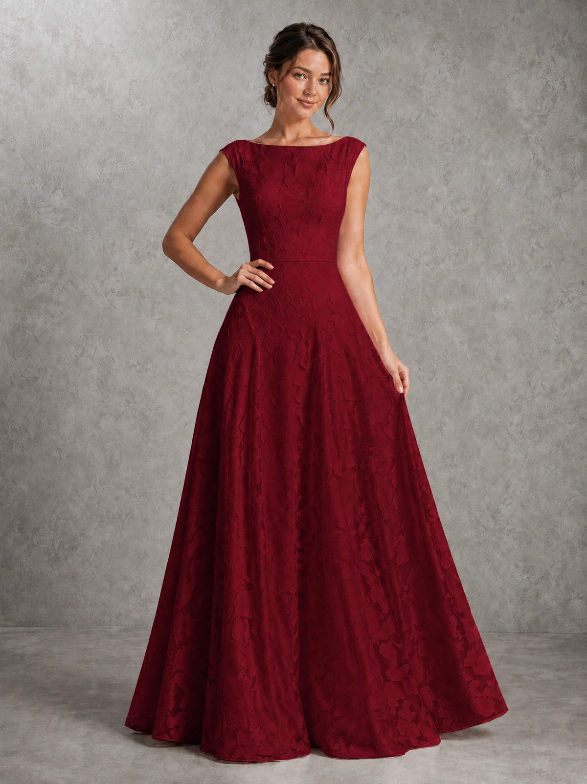 Blush Pink Lace Applique A-Line Bridesmaid Dress