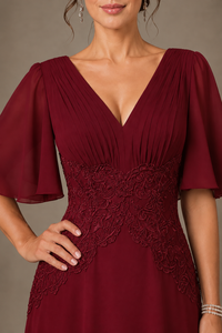 A-Line Chiffon Mother of the Bride Dress with Applique