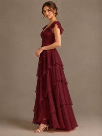 Ruffle Tiered V Neck Maxi Dress