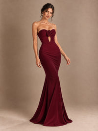 Emerald Green Strapless Mermaid Prom Dress with 3D Rose & Keyhole Cutout