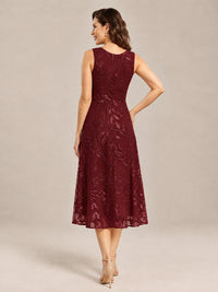 Tea Length Sequin Lace Mother of the Bride Dress with Chiffon Jacket