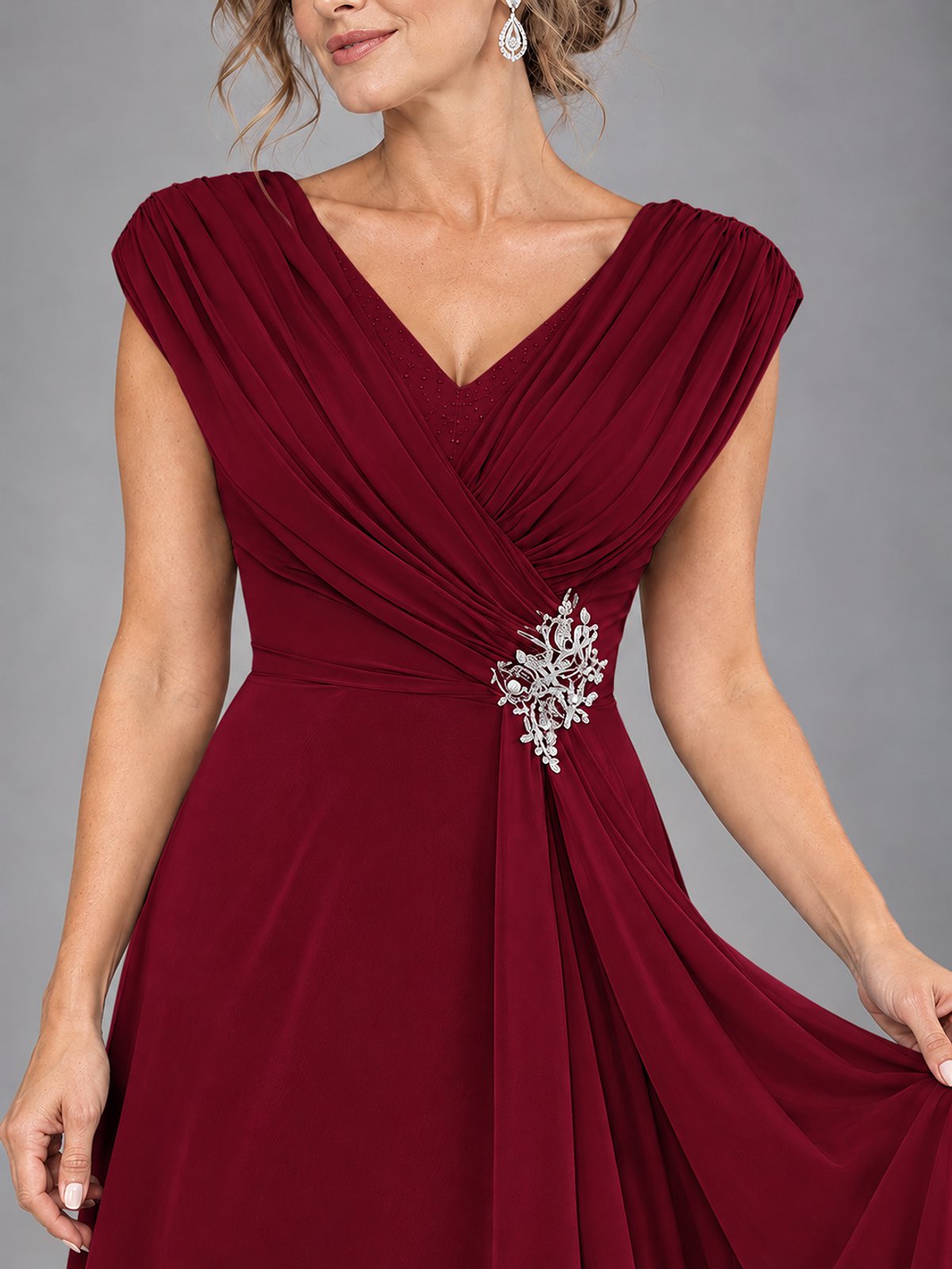 Cap Sleeve Chiffon A-Line Mother of the Bride Dress