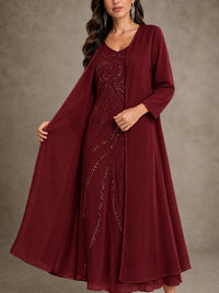 Sequin Chiffon Mother of the Bride Dress with Jacket