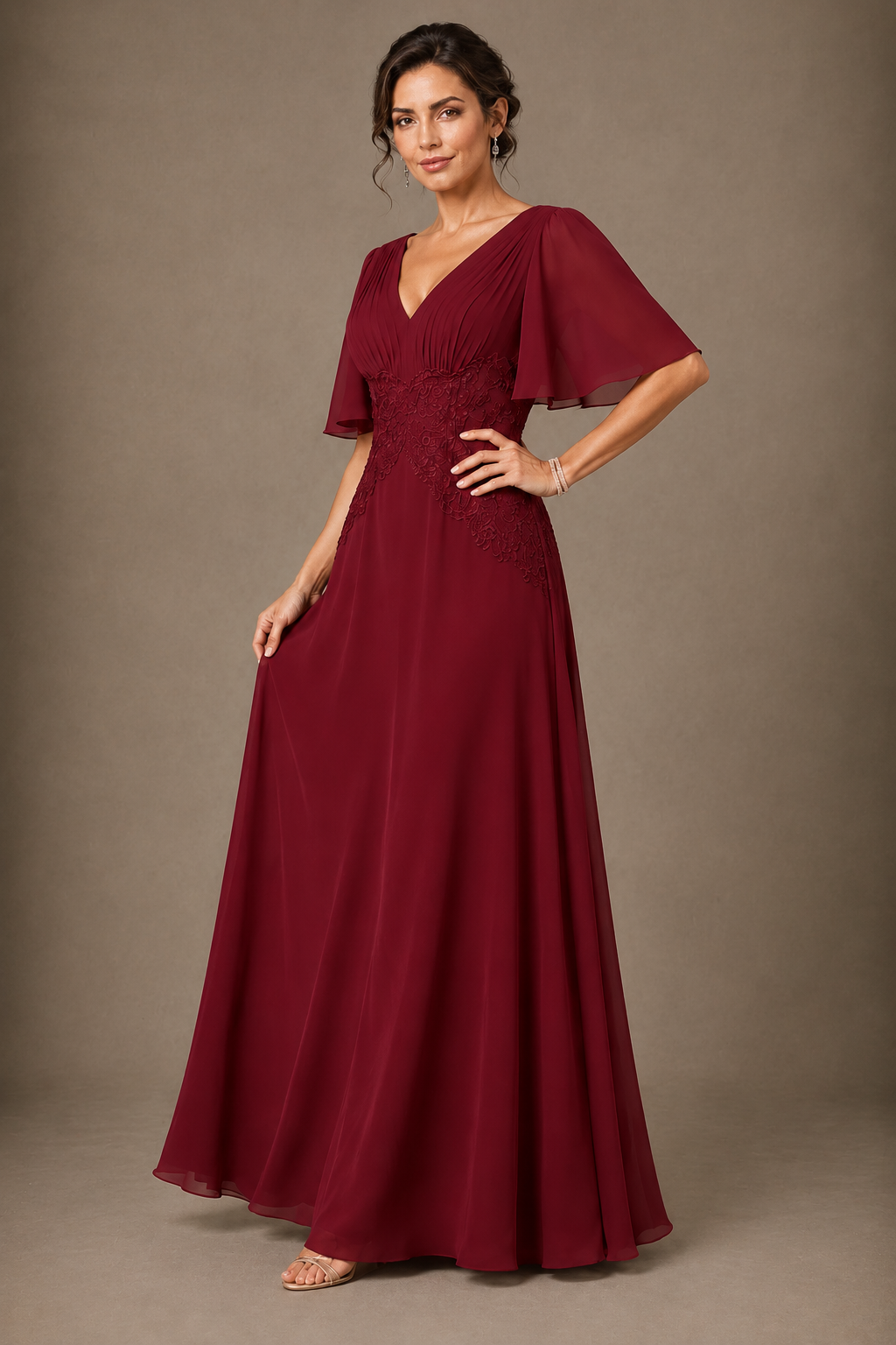 A-Line Chiffon Mother of the Bride Dress with Applique
