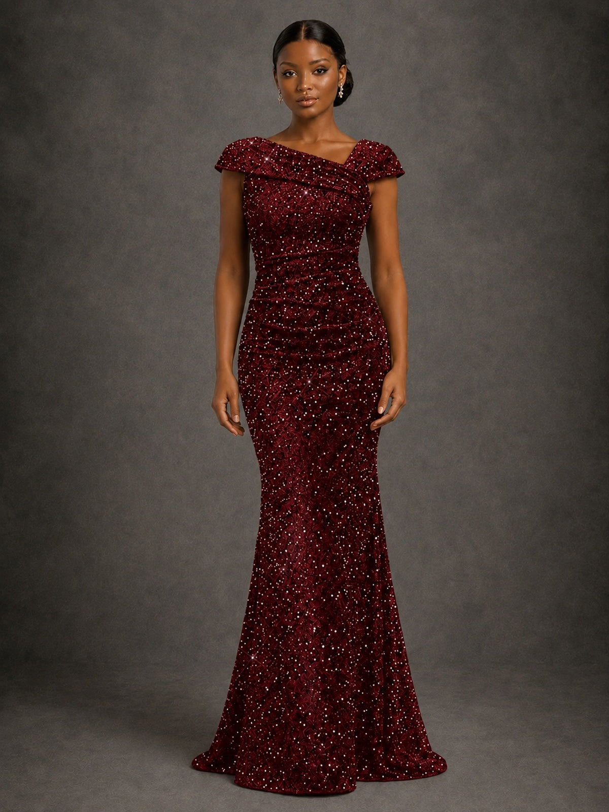 Sequin Off Shoulder Mermaid Prom Dress