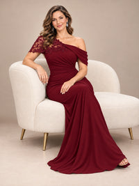 One Shoulder Chiffon Mother of The Bride Dress