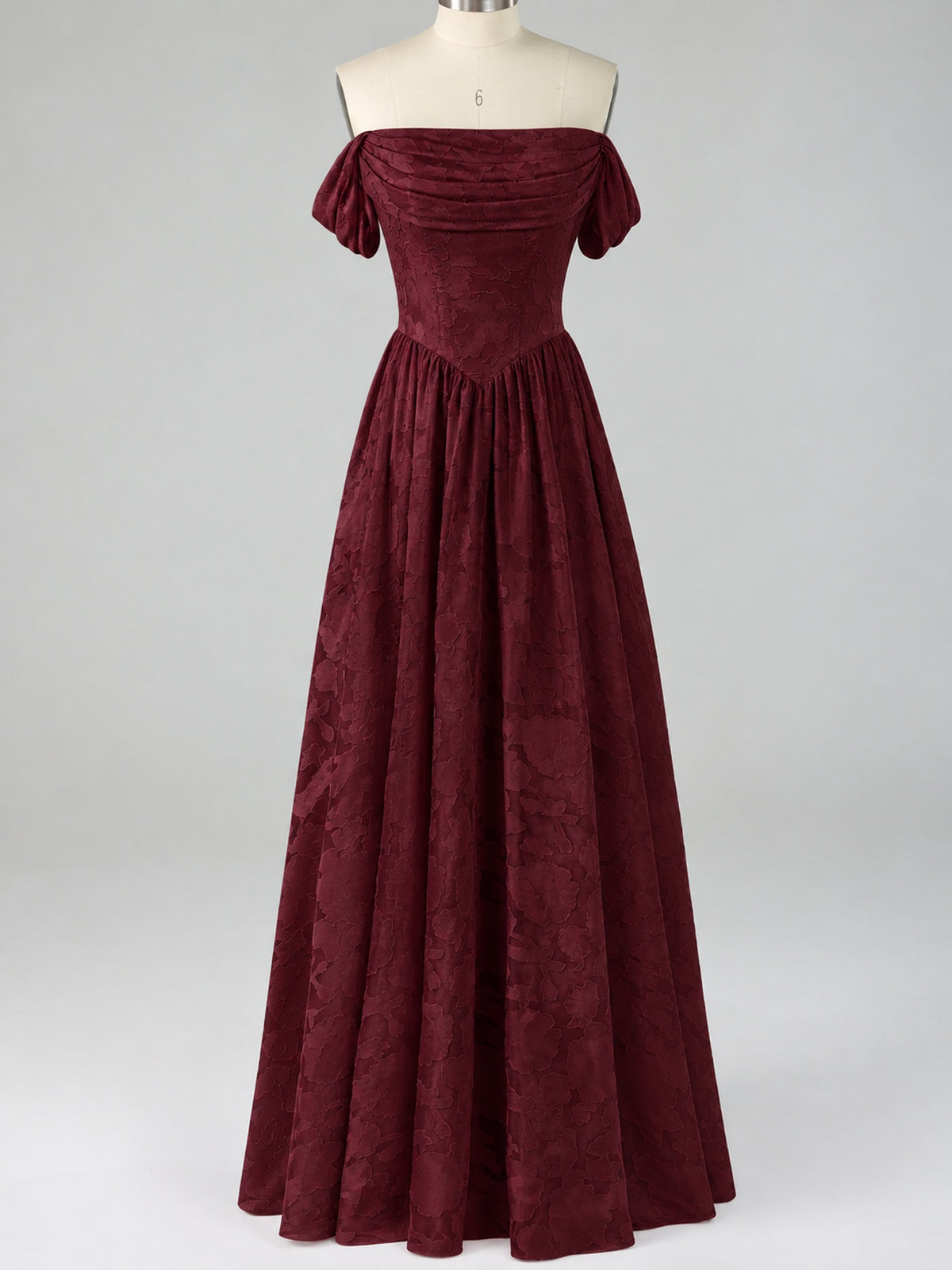 Off Shoulder Jacquard A-Line Maxi Dress