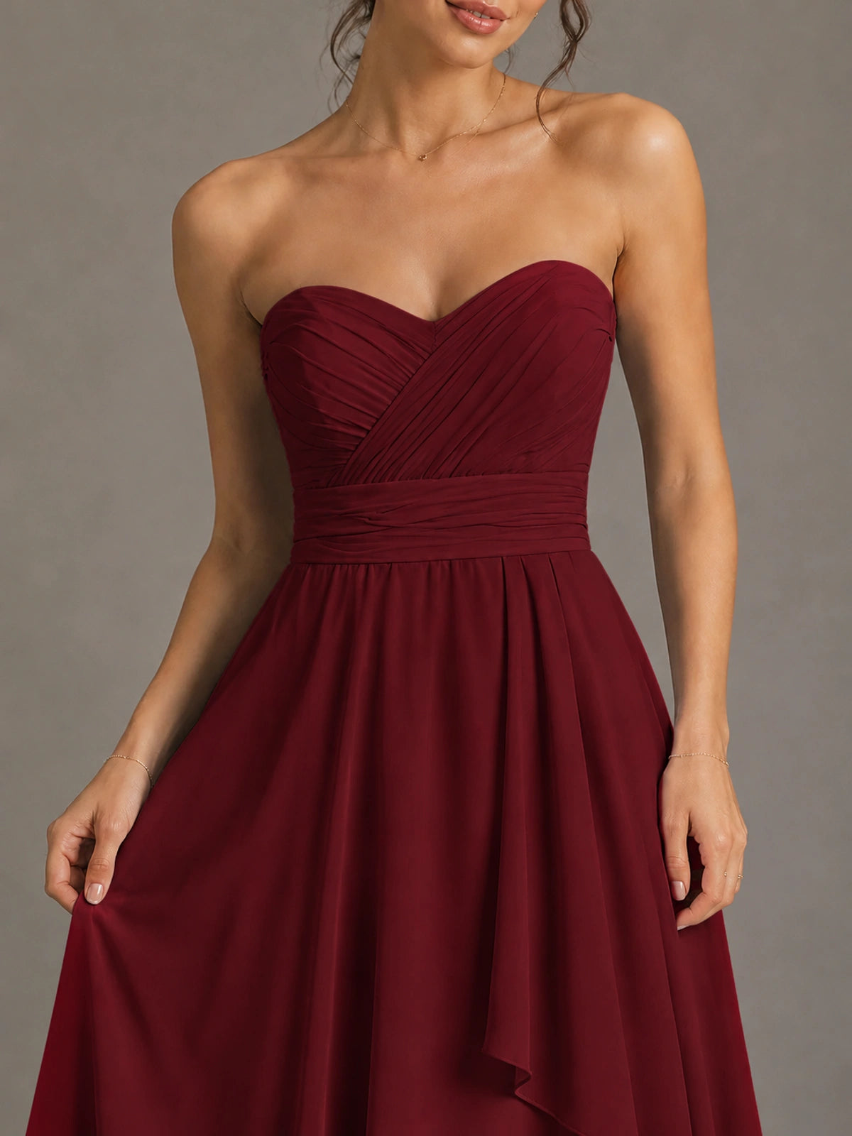 Strapless Ruffle A-Line Maxi Dress