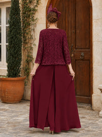 Elegant 3-Piece Chiffon Mother of the Bride Pantsuit with Floral Applique Jacket