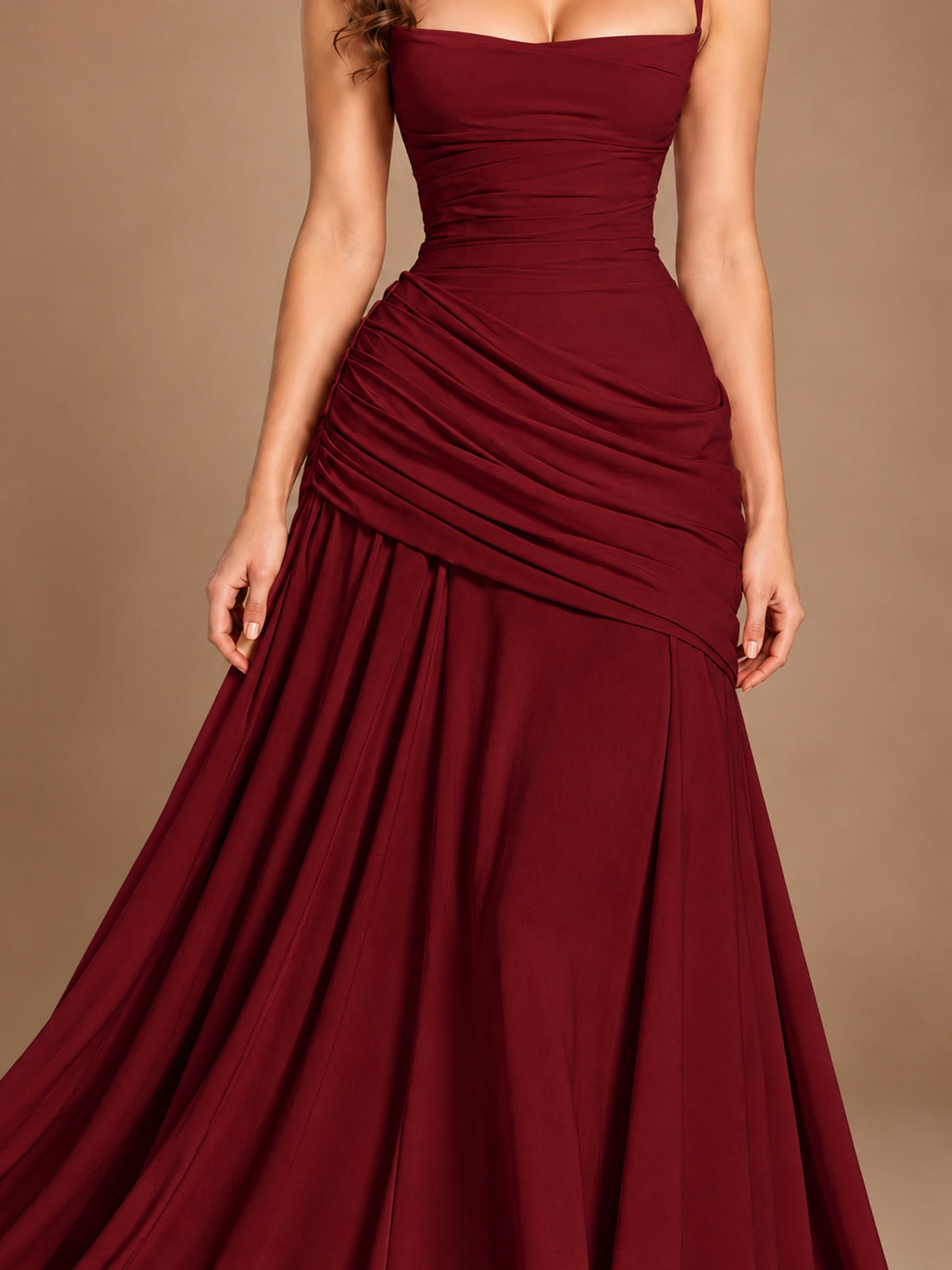 Butter Yellow Square Neck Ruched A-Line Prom Dress
