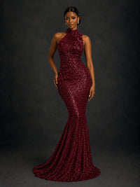 Sparkly Sequin High Neck Mermaid Prom Dress