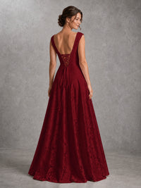 Blush Pink Lace Applique A-Line Bridesmaid Dress