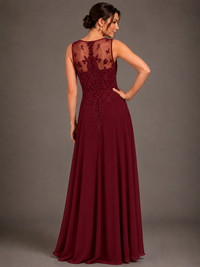 A-line 2 Pieces Chiffon Appliques Mother of The Bride Dresses with Jackets