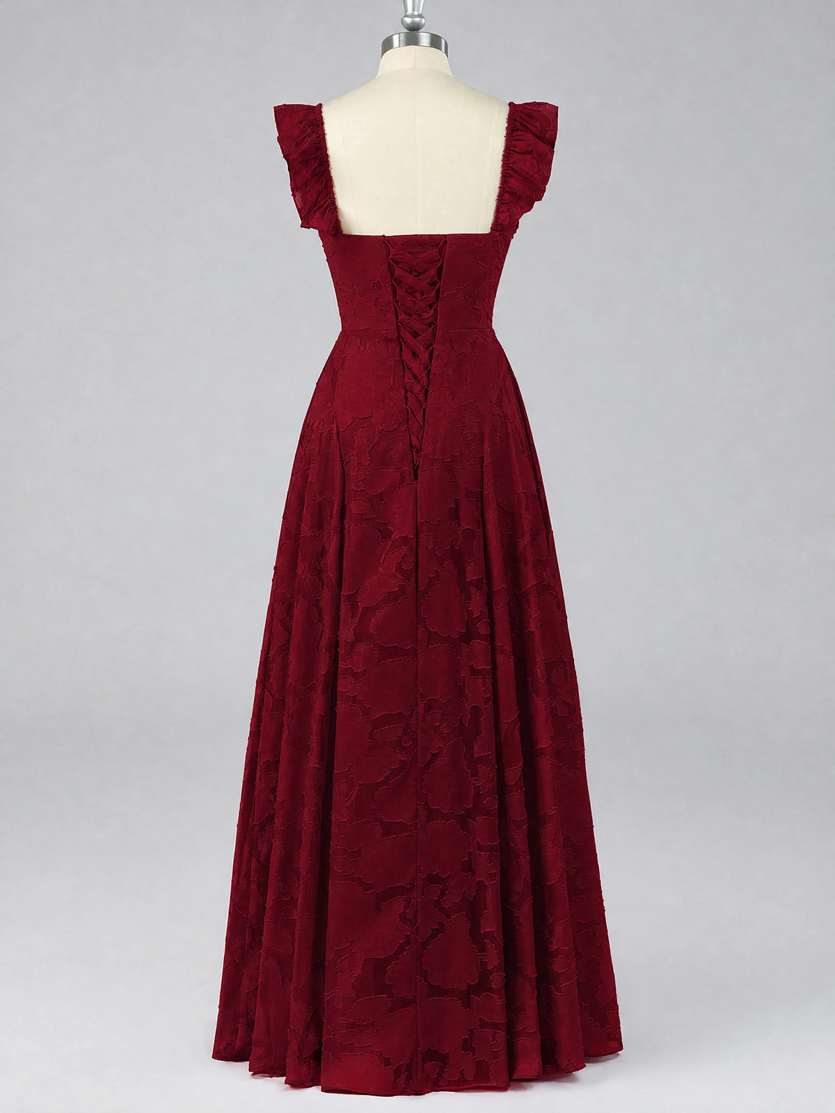 Jacquard Square Neck A-Line Maxi Dress