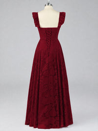Jacquard Square Neck A-Line Maxi Dress