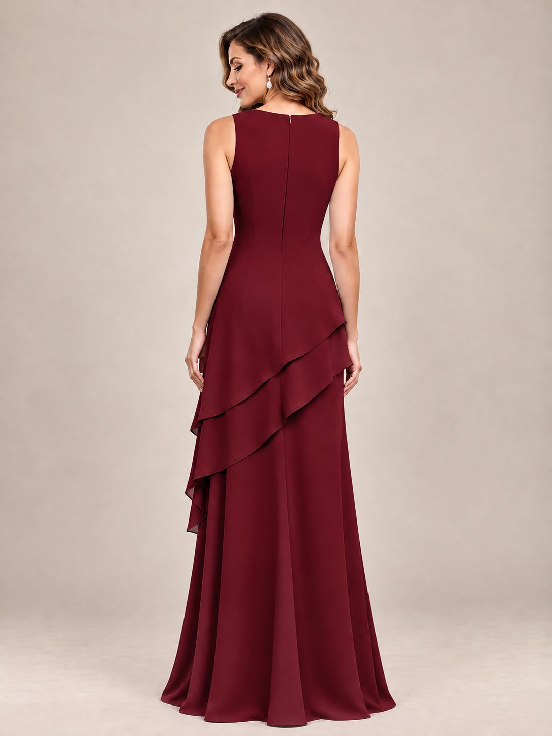 Dusty Blue Two-Piece Chiffon Mother of the Bride Dress with Jacket