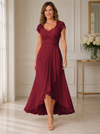 Chiffon Mother of the Bride & Groom Dress with Applique and Sequins