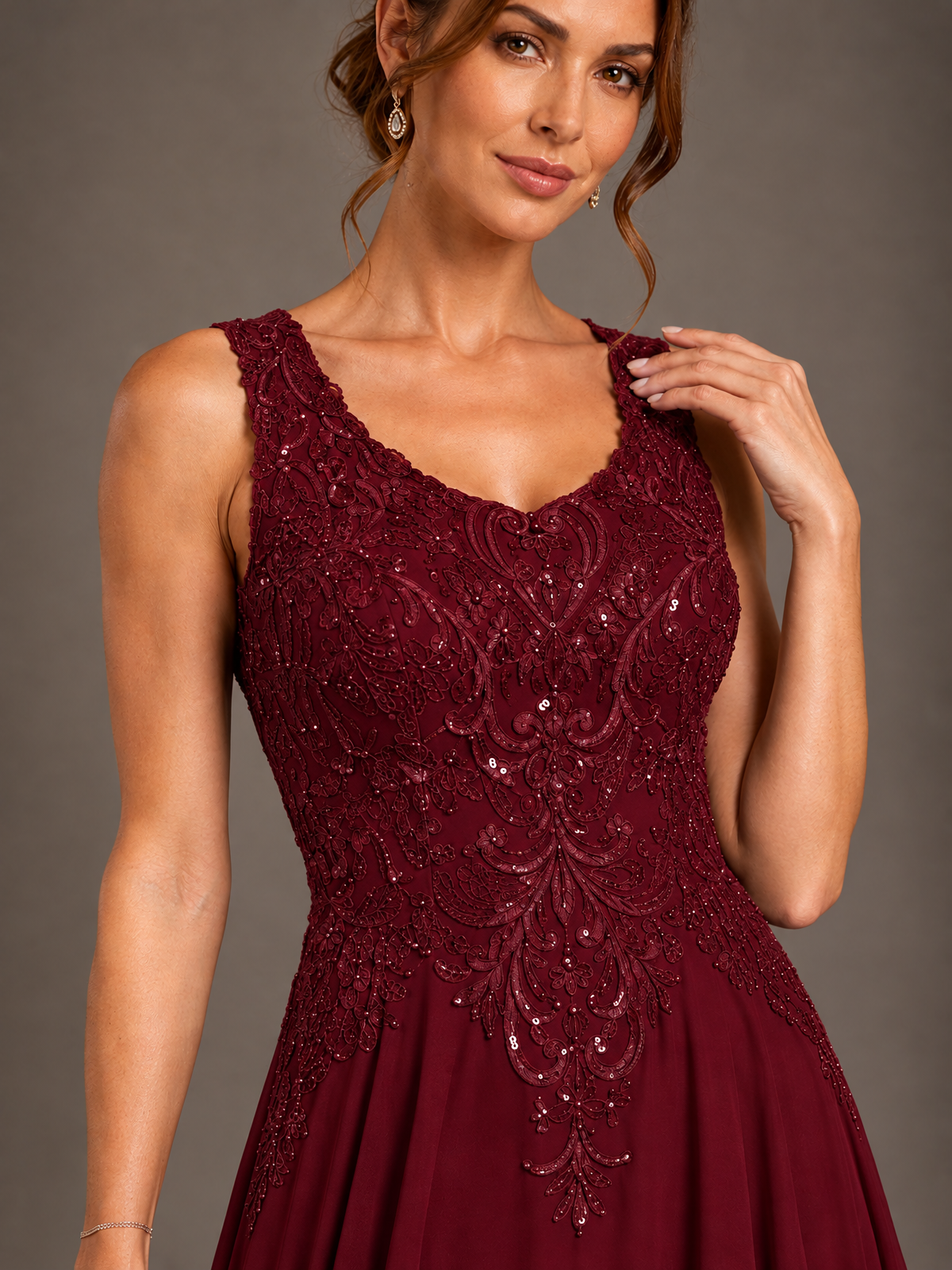 A-line 2 Pieces Chiffon Appliques Mother of The Bride Dresses with Jackets