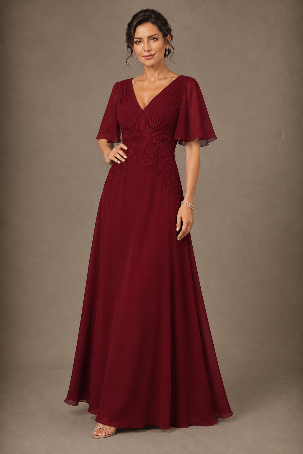 A-Line Chiffon Mother of the Bride Dress with Applique