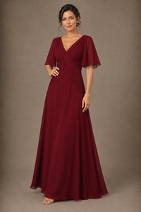 A-Line Chiffon Mother of the Bride Dress with Applique