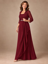 Blush Pink A-Line Mother of the Bride Dress with Lace Jacket and Ruffles