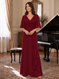 V-Neck Chiffon Lace Mother of the Bride Dresses