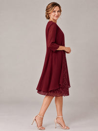Tea Length Sequin Lace Mother of The Bride Dress with Chiffon Jacket