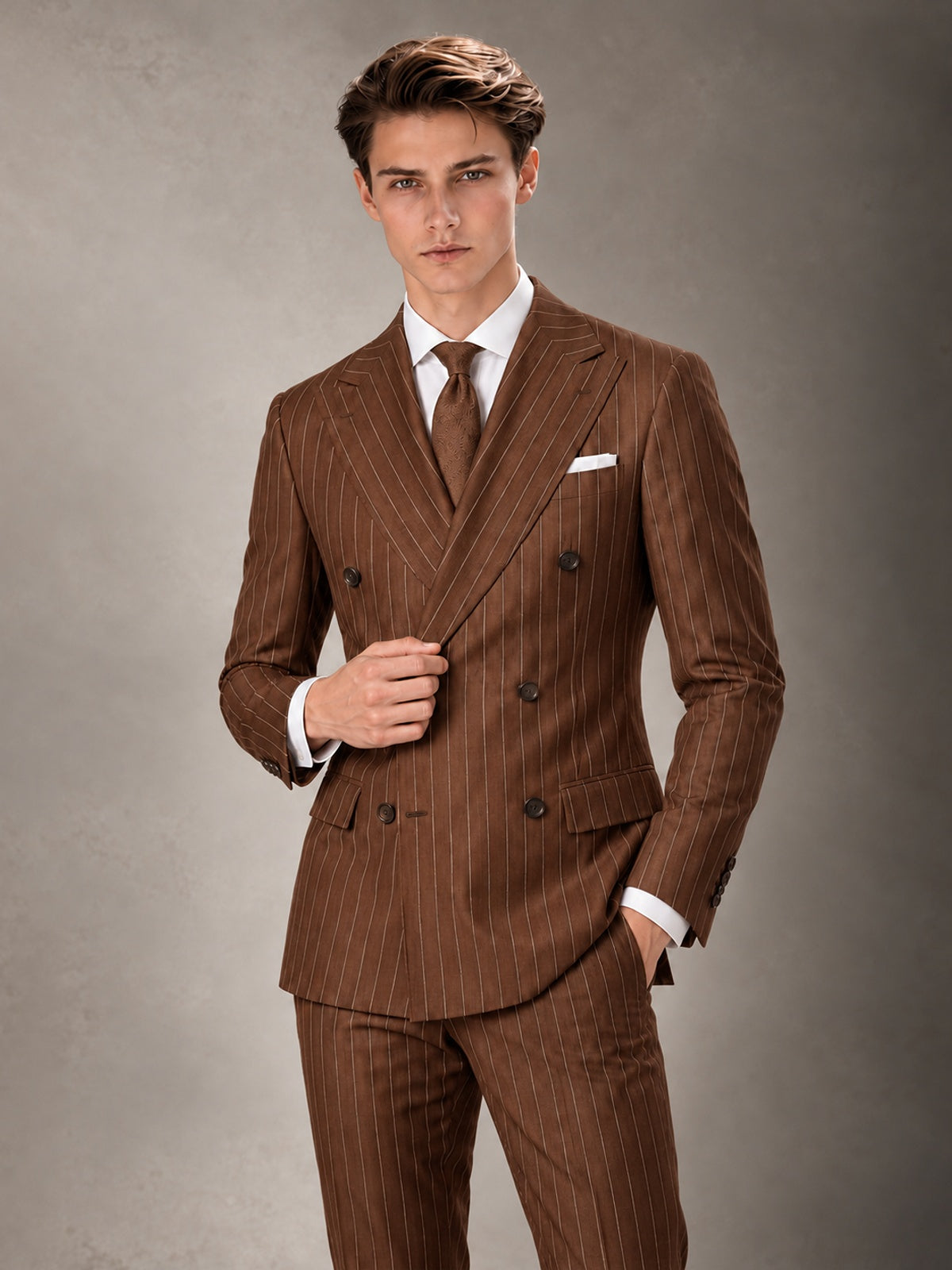 Double Breasted Pinstripe Men's Suit 2 Piece (Jacket & Pants) for Wedding & Formal Prom