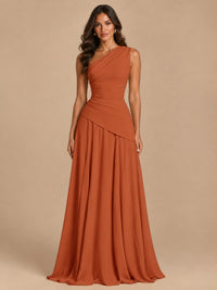 One Shoulder Prom Dress A-line Ruched Women Wedding Formal Gowns