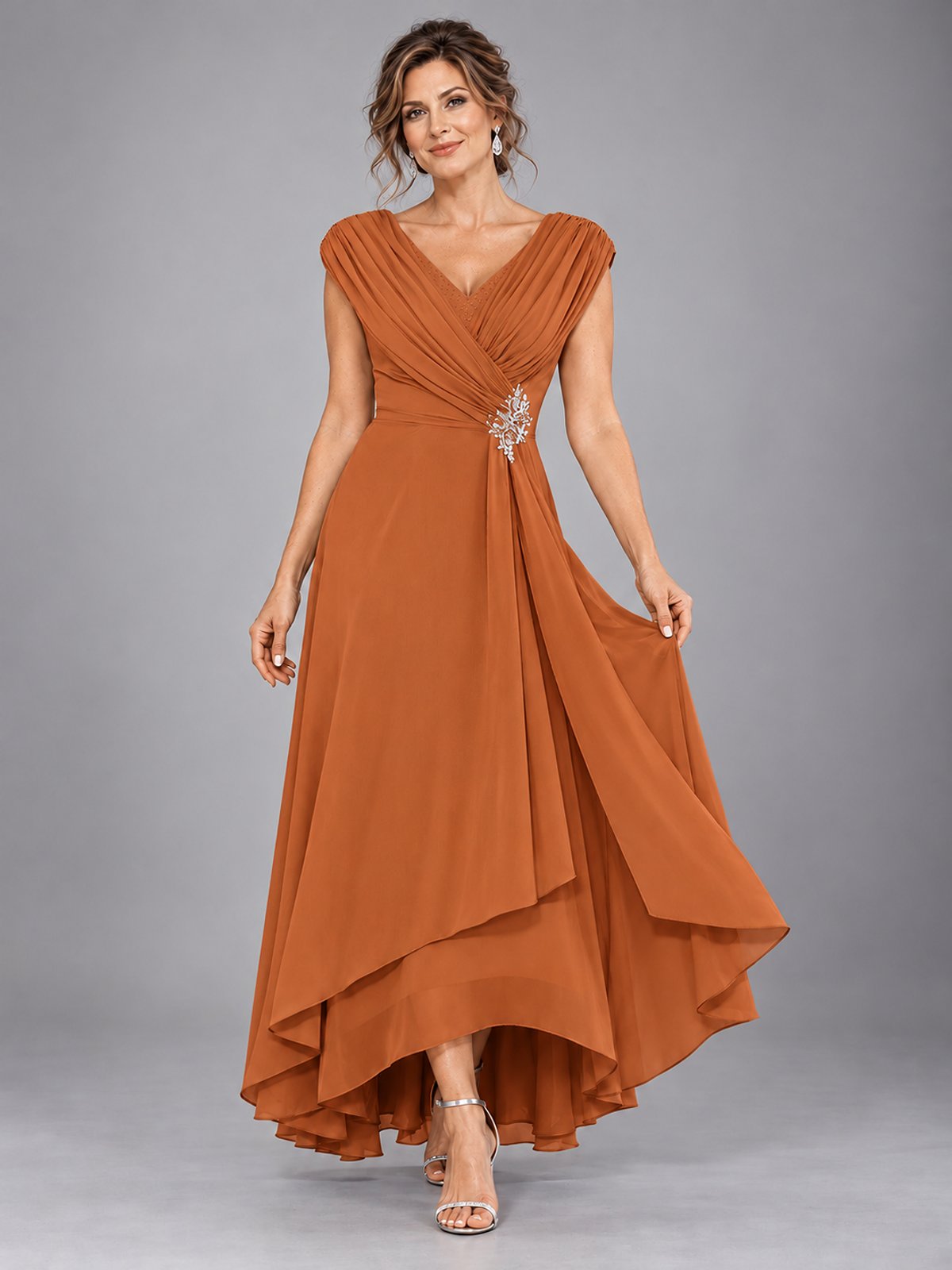 Cap Sleeve Chiffon A-Line Mother of the Bride Dress