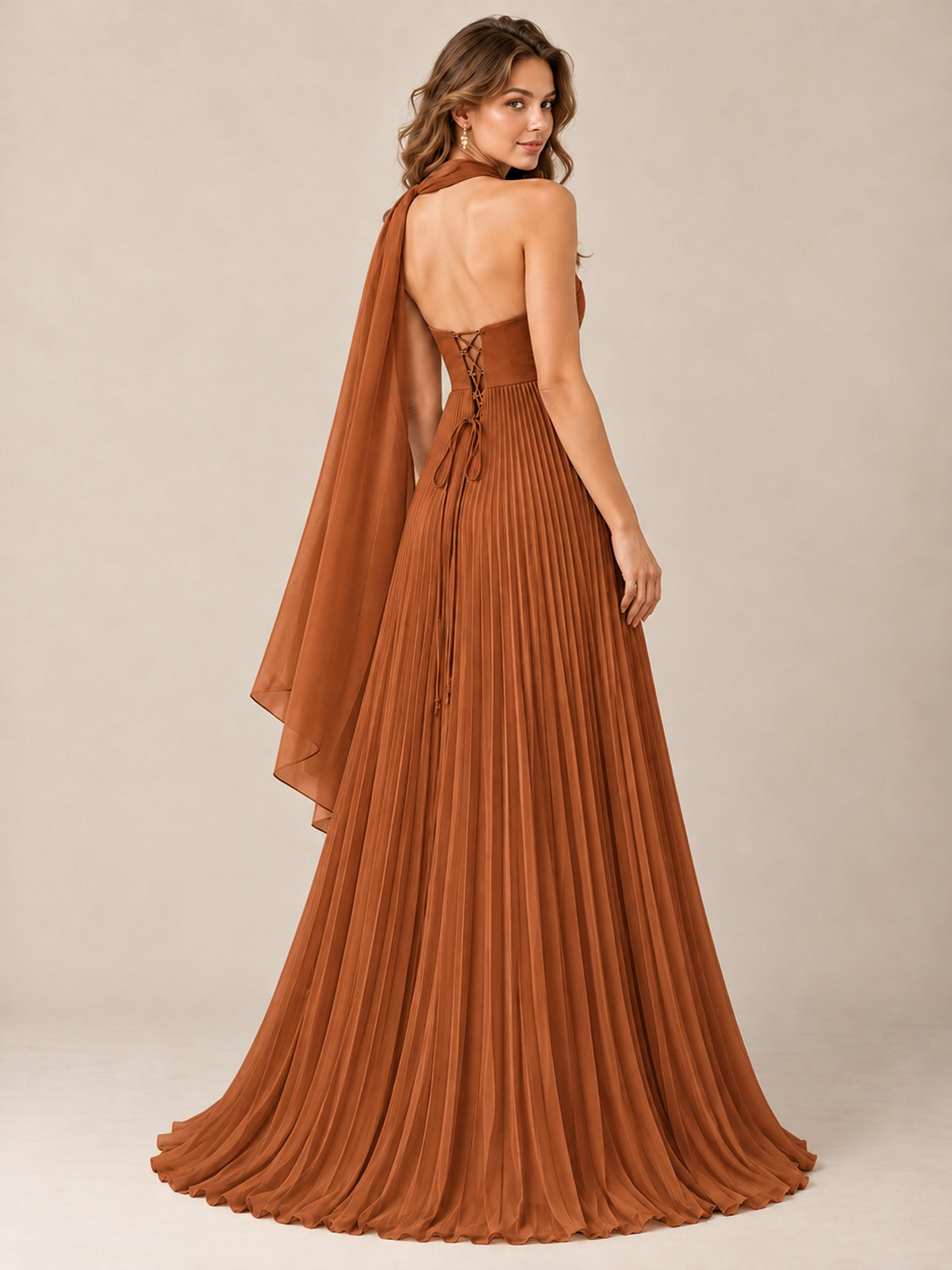 Sweetheart Neckline Pleated Prom Dress Strapless A-line Formal Dress with Flowy Scarf