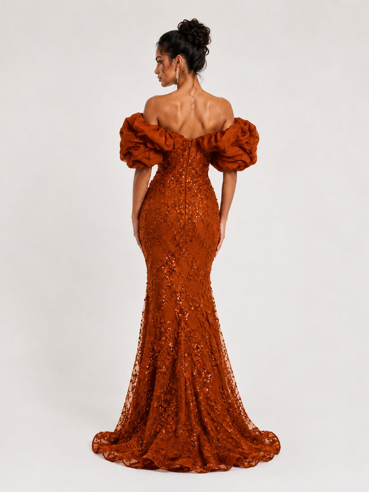 Sequin Off-Shoulder Ruffle Mermaid Prom Dress