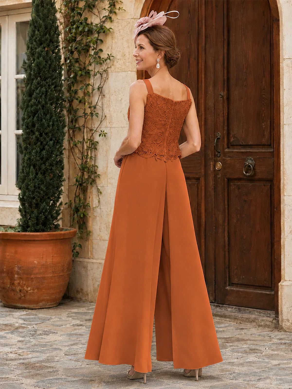 Elegant 3-Piece Chiffon Mother of the Bride Pantsuit with Floral Applique Jacket