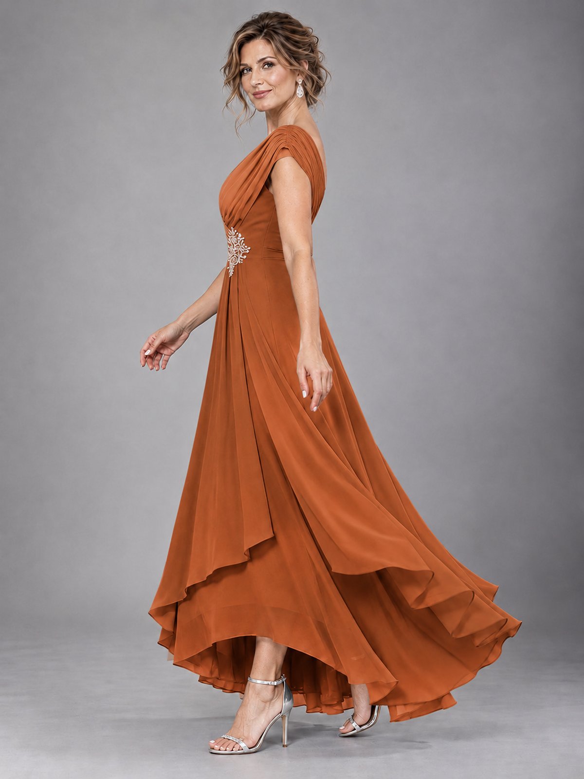 Cap Sleeve Chiffon A-Line Mother of the Bride Dress