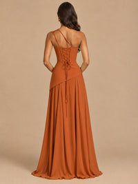 One Shoulder Prom Dress A-line Ruched Women Wedding Formal Gowns