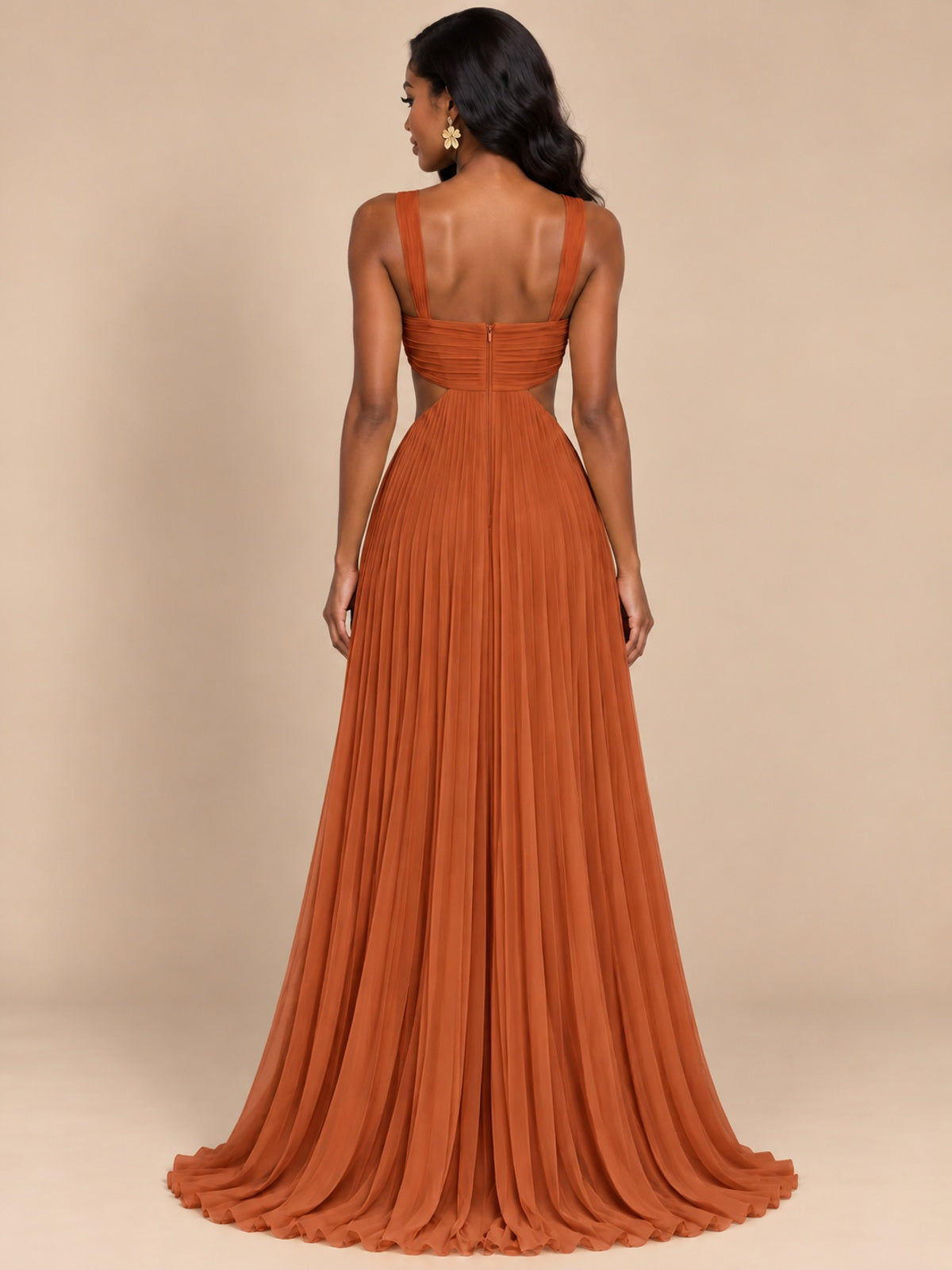 Butter Yellow Pleated Cutout Maxi Dress