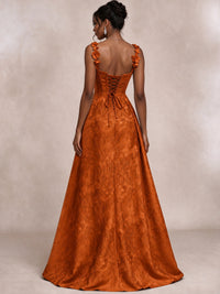 Light Blue 3D Floral Jacquard Prom Dress with Detachable Overskirt Corset Gown