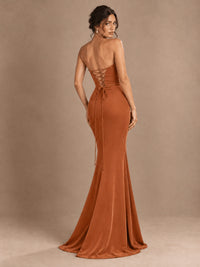 Emerald Green Strapless Mermaid Prom Dress with 3D Rose & Keyhole Cutout