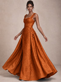 Light Blue 3D Floral Jacquard Prom Dress with Detachable Overskirt Corset Gown