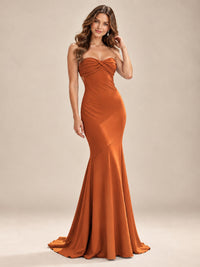 Light Blue Strapless Sweetheart Mermaid Prom Dress with Pleated Bodice