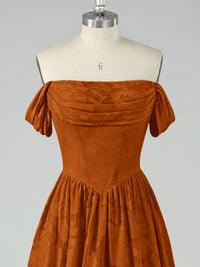 Off Shoulder Jacquard A-Line Maxi Dress