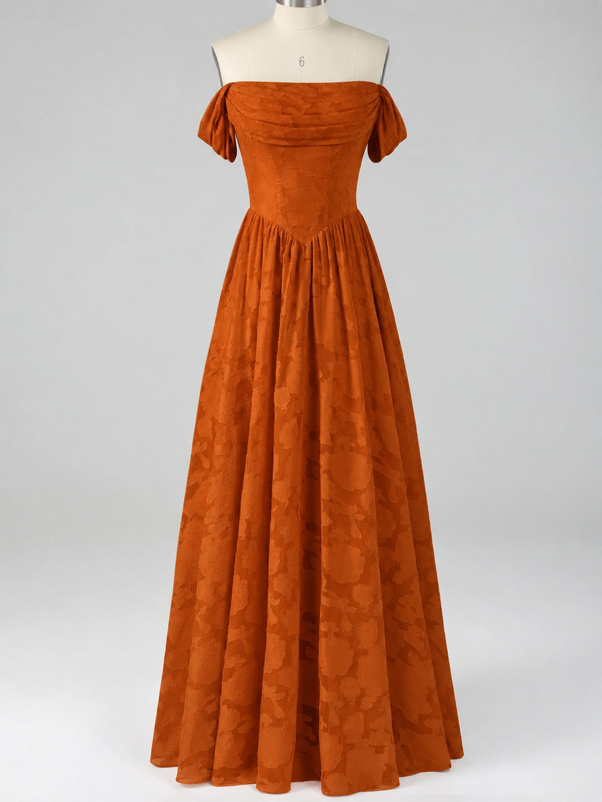 Off Shoulder Jacquard A-Line Maxi Dress