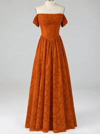 Off Shoulder Jacquard A-Line Maxi Dress