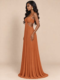 Butter Yellow Pleated Cutout Maxi Dress