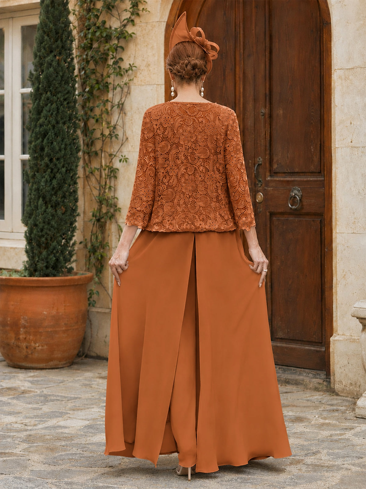 Elegant 3-Piece Chiffon Mother of the Bride Pantsuit with Floral Applique Jacket