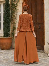 Elegant 3-Piece Chiffon Mother of the Bride Pantsuit with Floral Applique Jacket