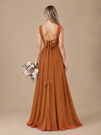 Pleated Chiffon V Neck Wedding Bridesmaid Dresses Floor Length with Slit