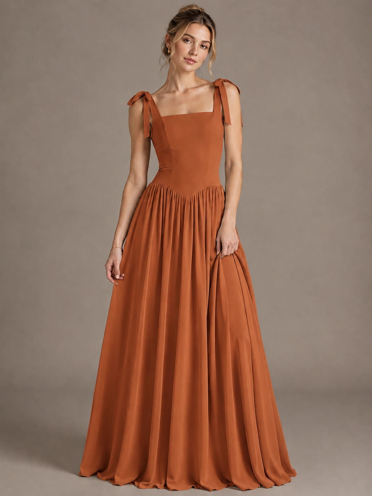 Square Neck A-Line Maxi Dress